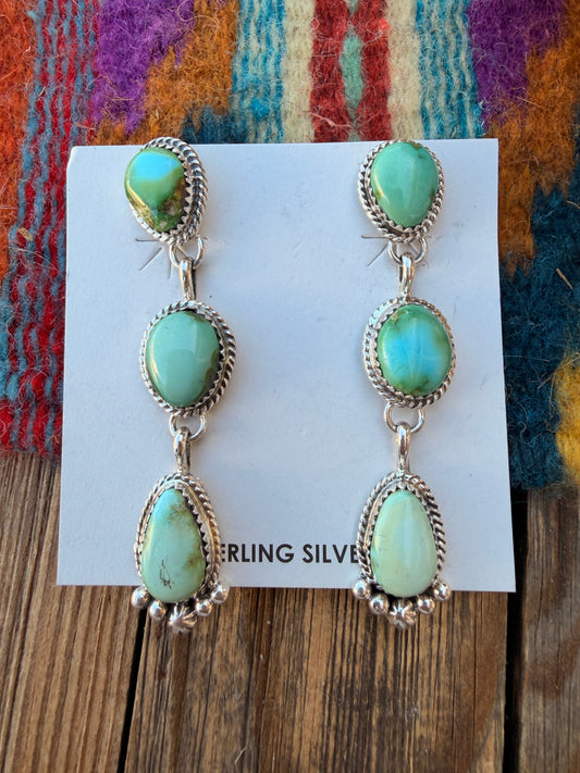 Handcrafted Sonoran Mountain Turquoise & Sterling Silver Dangle Earrings