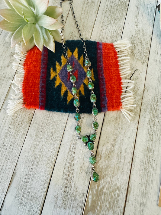 Handcrafted Sterling Silver & Sonoran Mountain Turquoise Lariat Necklace