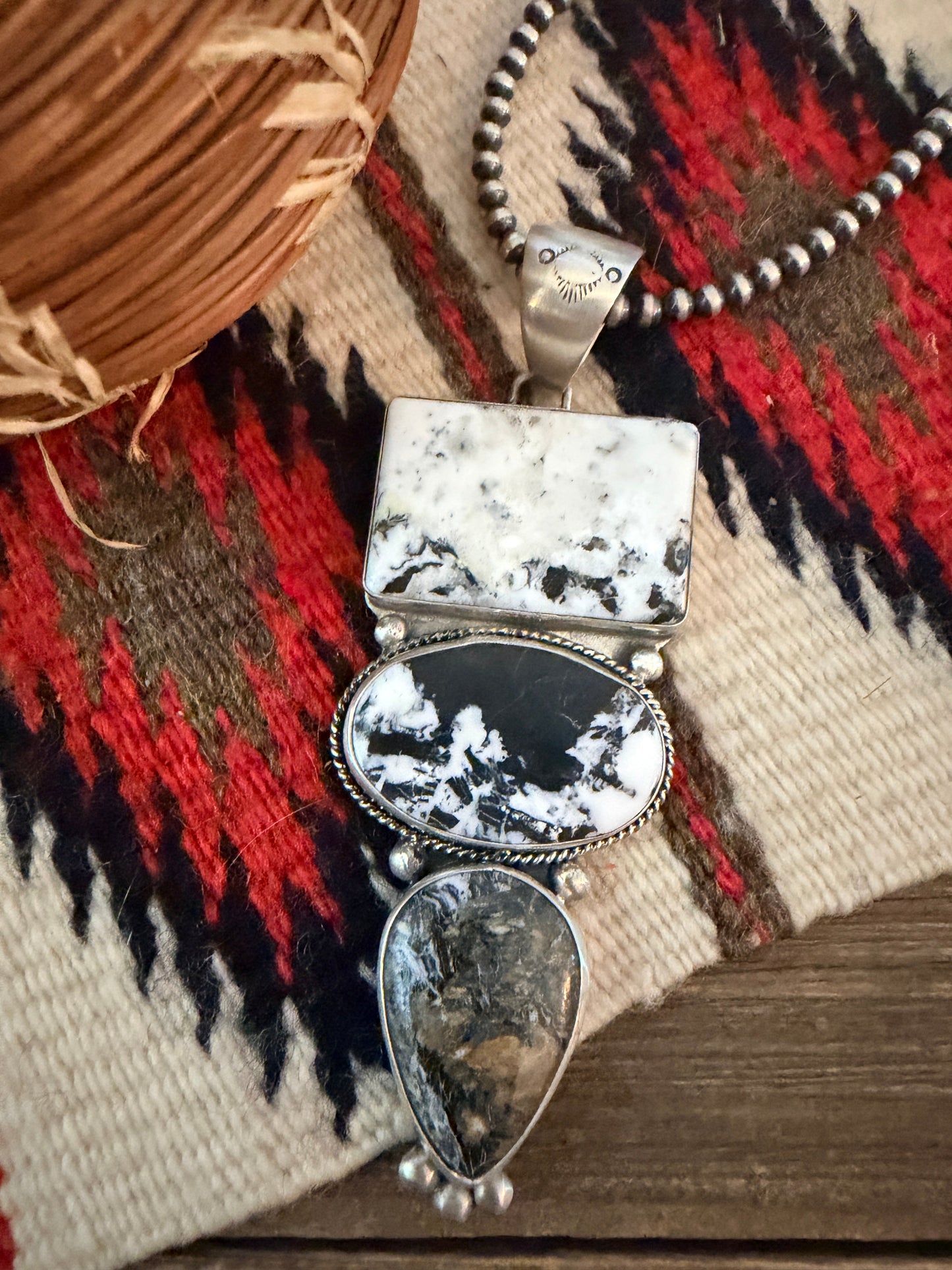 Handcrafted Sterling Silver & White Buffalo Pendant by Fred Francis