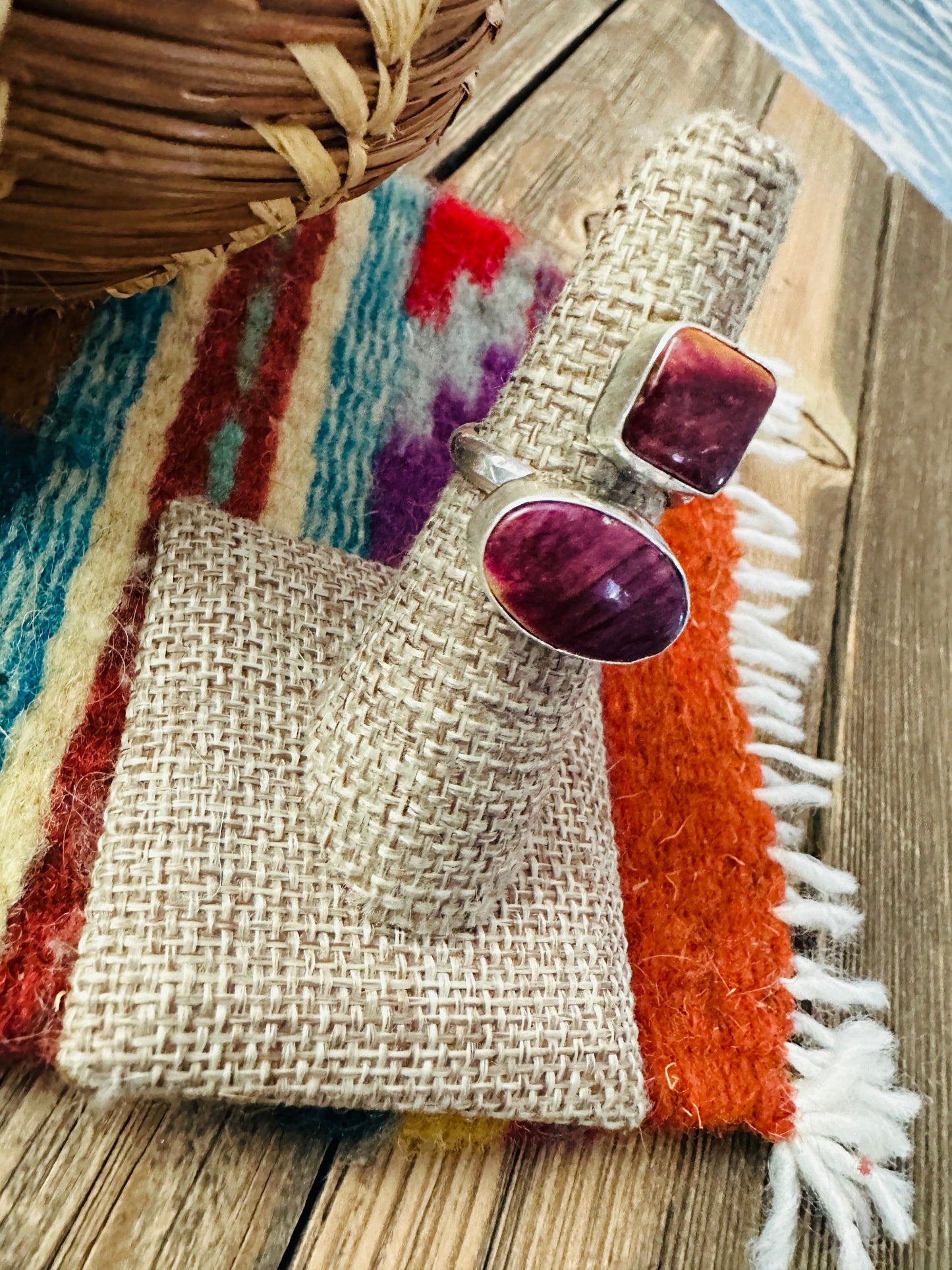 Handcrafted Purple Spiny Oyster & Sterling Silver Adjustable Ring