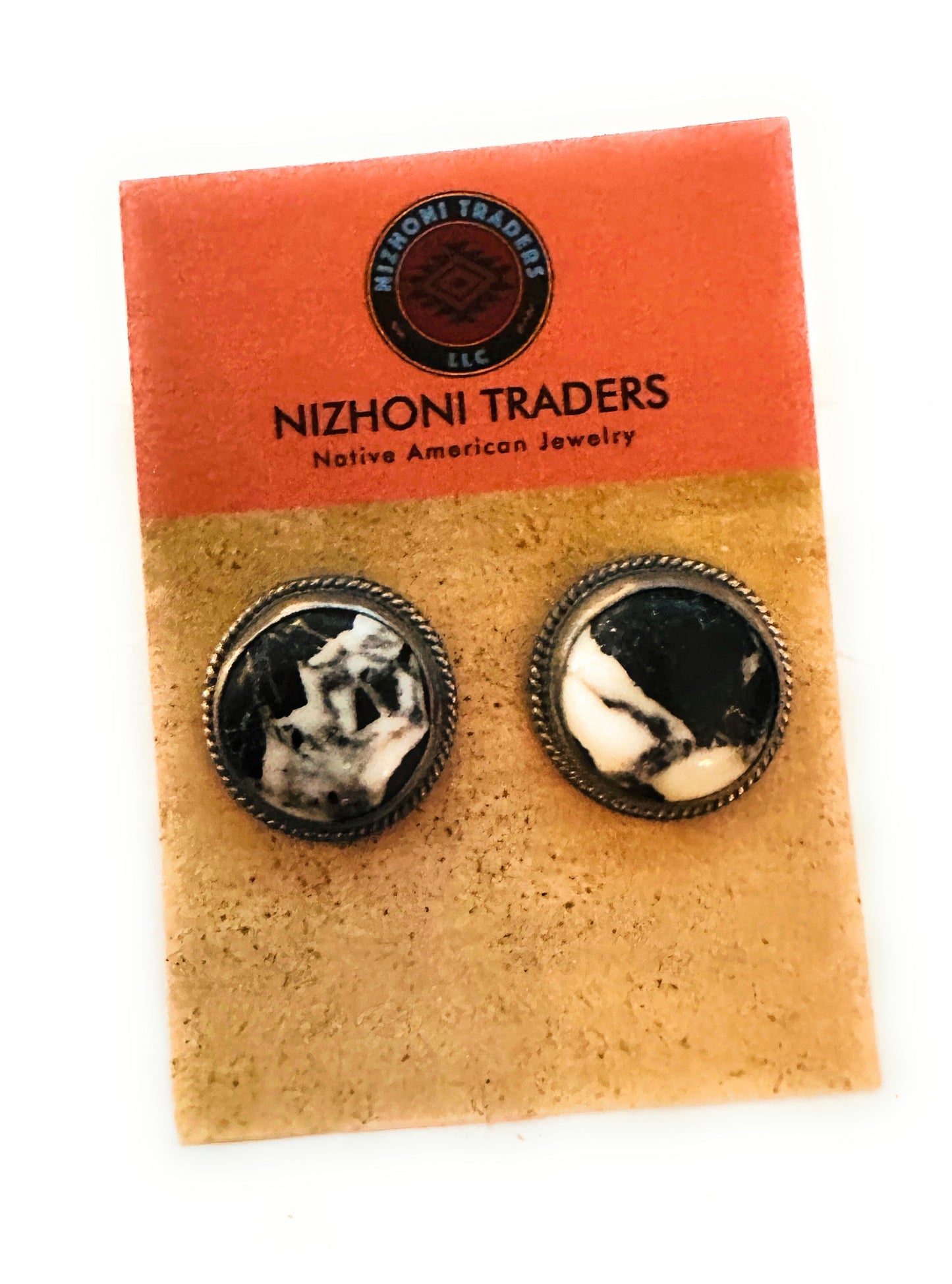 Handcrafted White Buffalo & Sterling Silver Post Earrings