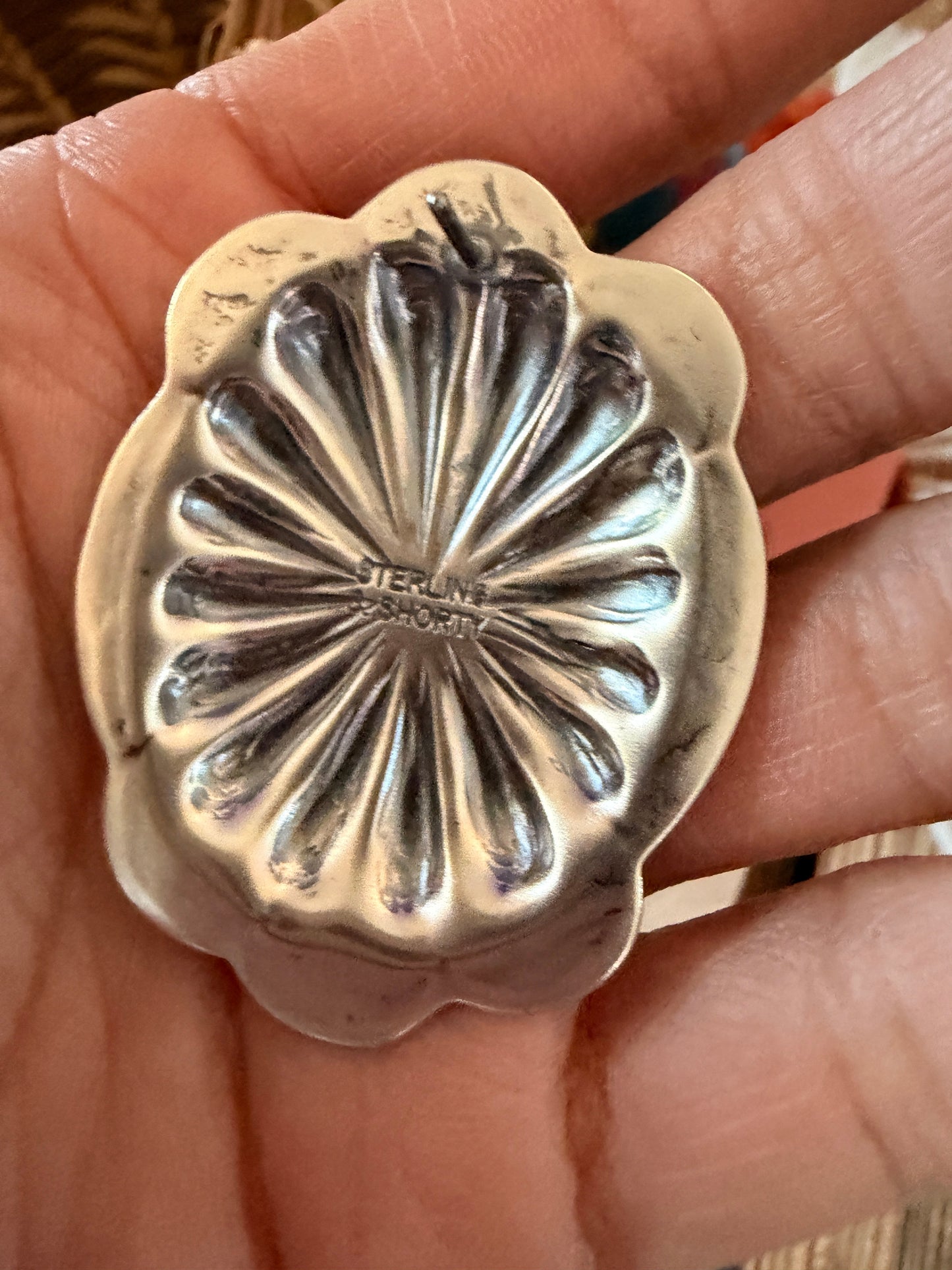 Handcrafted Queen Pink Conch & Sterling Silver Concho Post Earrings