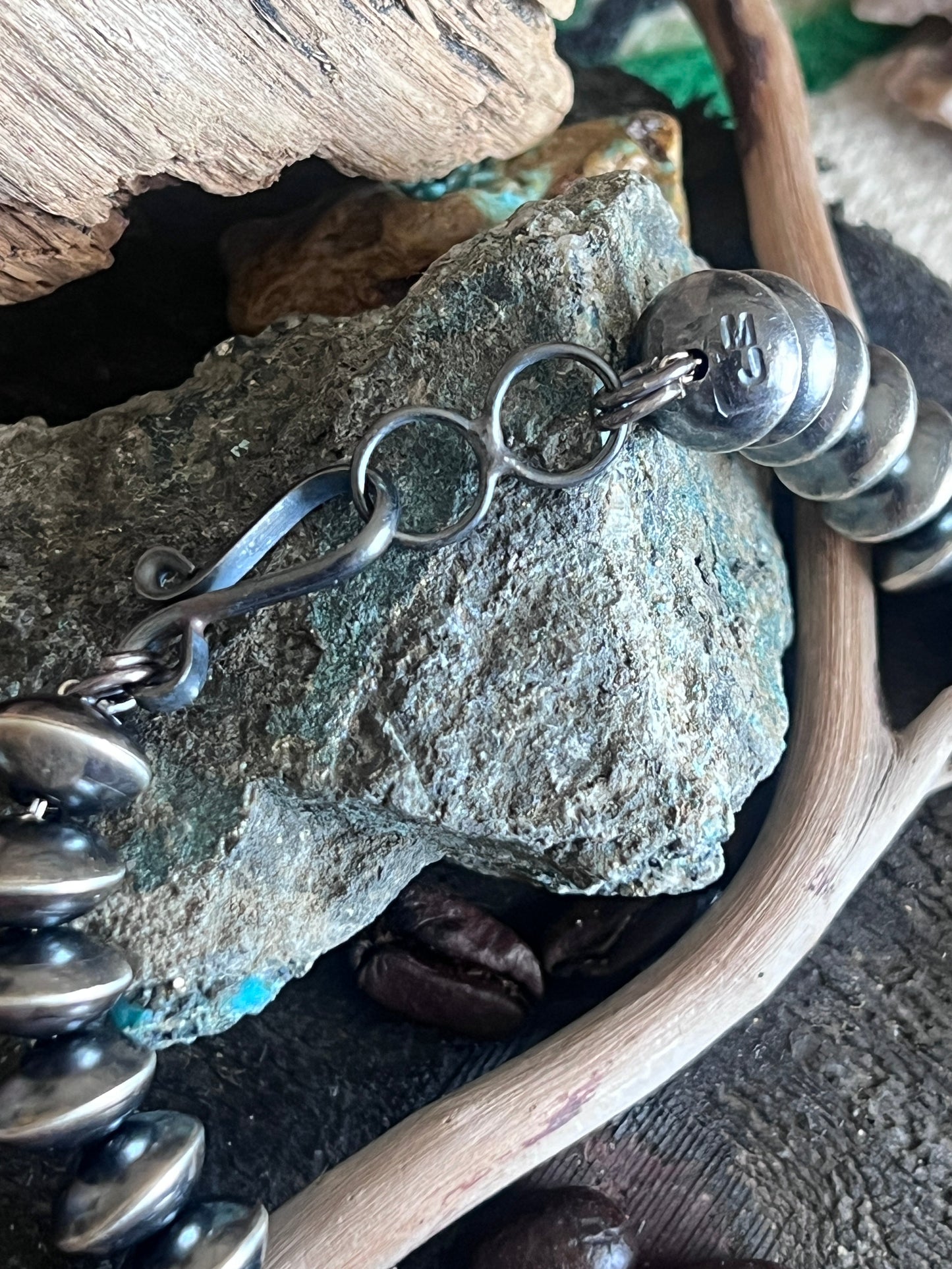 Handcrafted 11mm Sterling Silver Saucer Pearl Bead Necklace by Michelle Jameson, 19-1/2 inches
