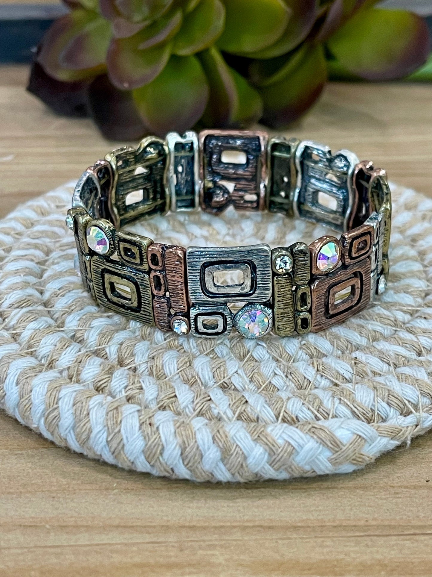 Vintage Handmade Copper Stretch Bracelet