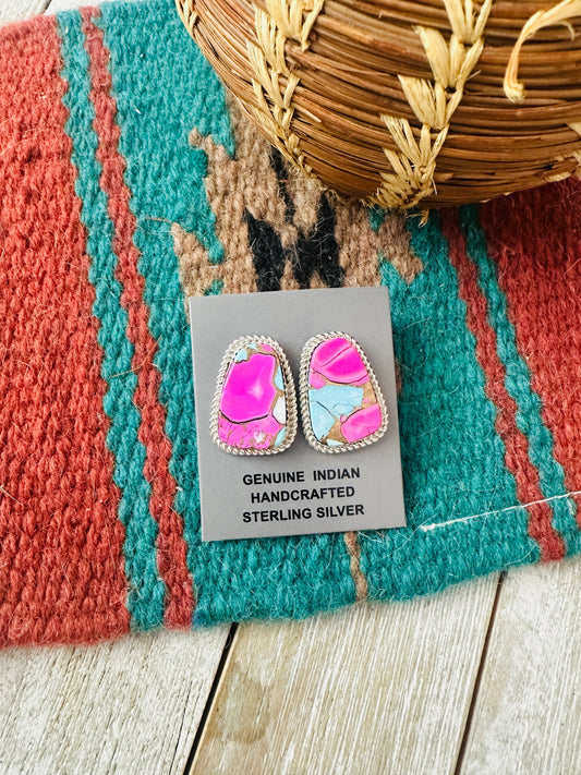 Handcrafted Cotton Candy and Sterling Silver Post Earrings
