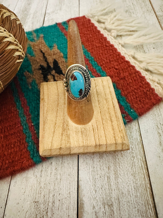 Handcrafted Kingman Turquoise & Sterling Silver Ring Size 5