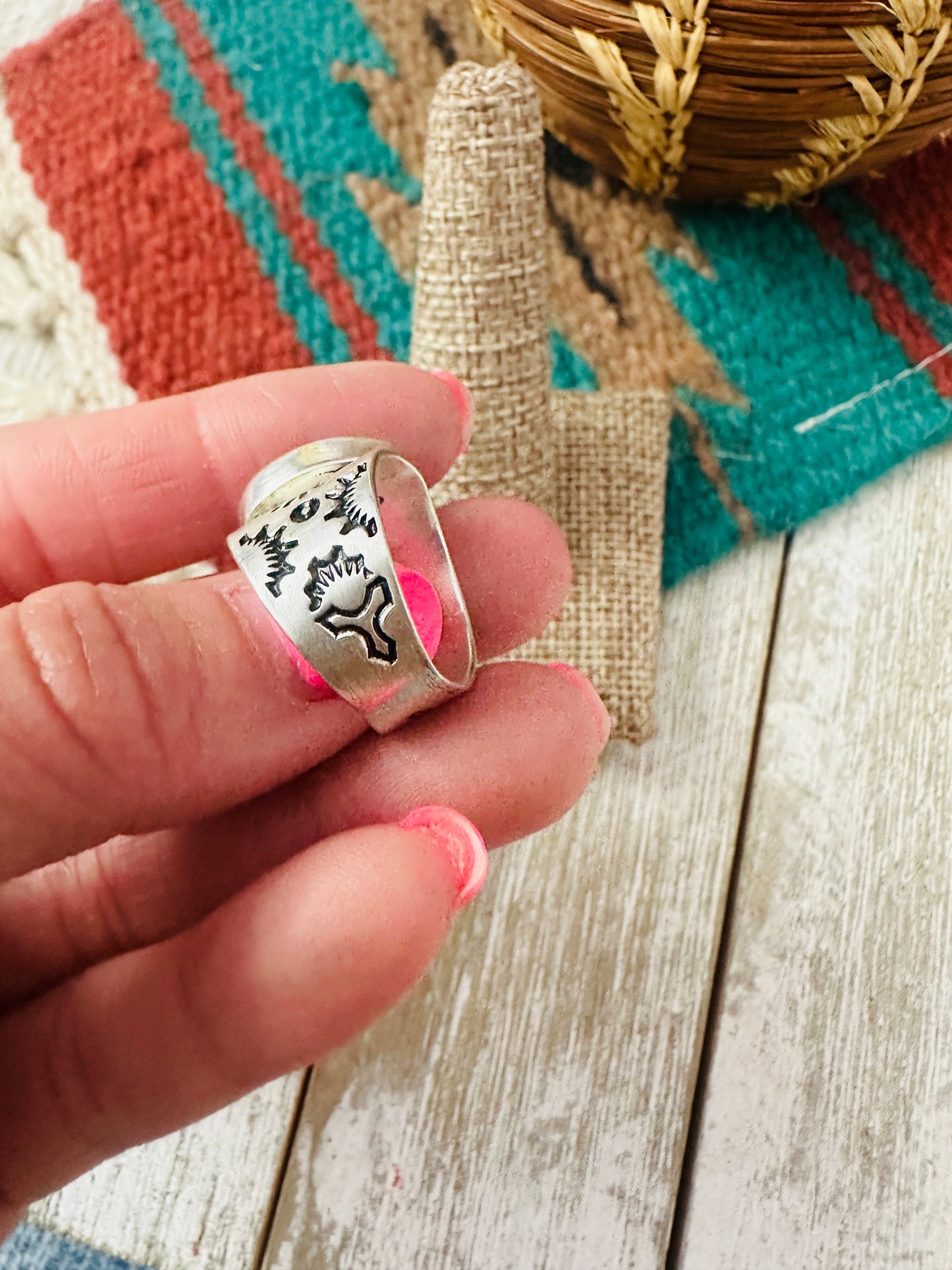 Handcrafted Sterling Silver & Pink Dream Mojave Ring Size 5.5