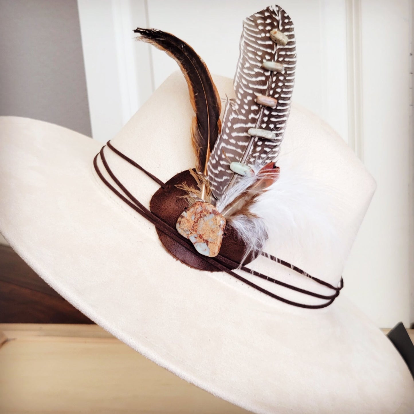 Aqua Terra Accent Turkey Feather & Leather Hat Band Only 954s