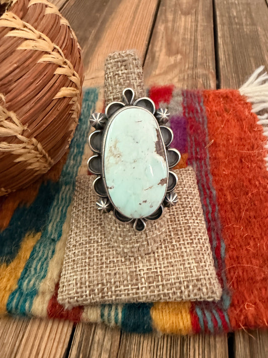 Handcrafted Dry Creek Turquoise & Sterling Silver Ring Size 7.75 by Jameson Garcia