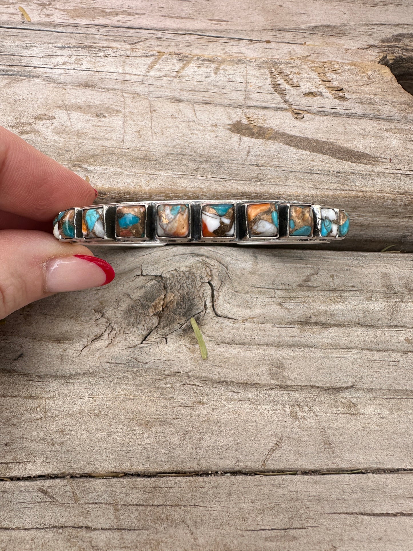 Handmade Spice & Sterling Silver Cuff Bracelet (more blue)