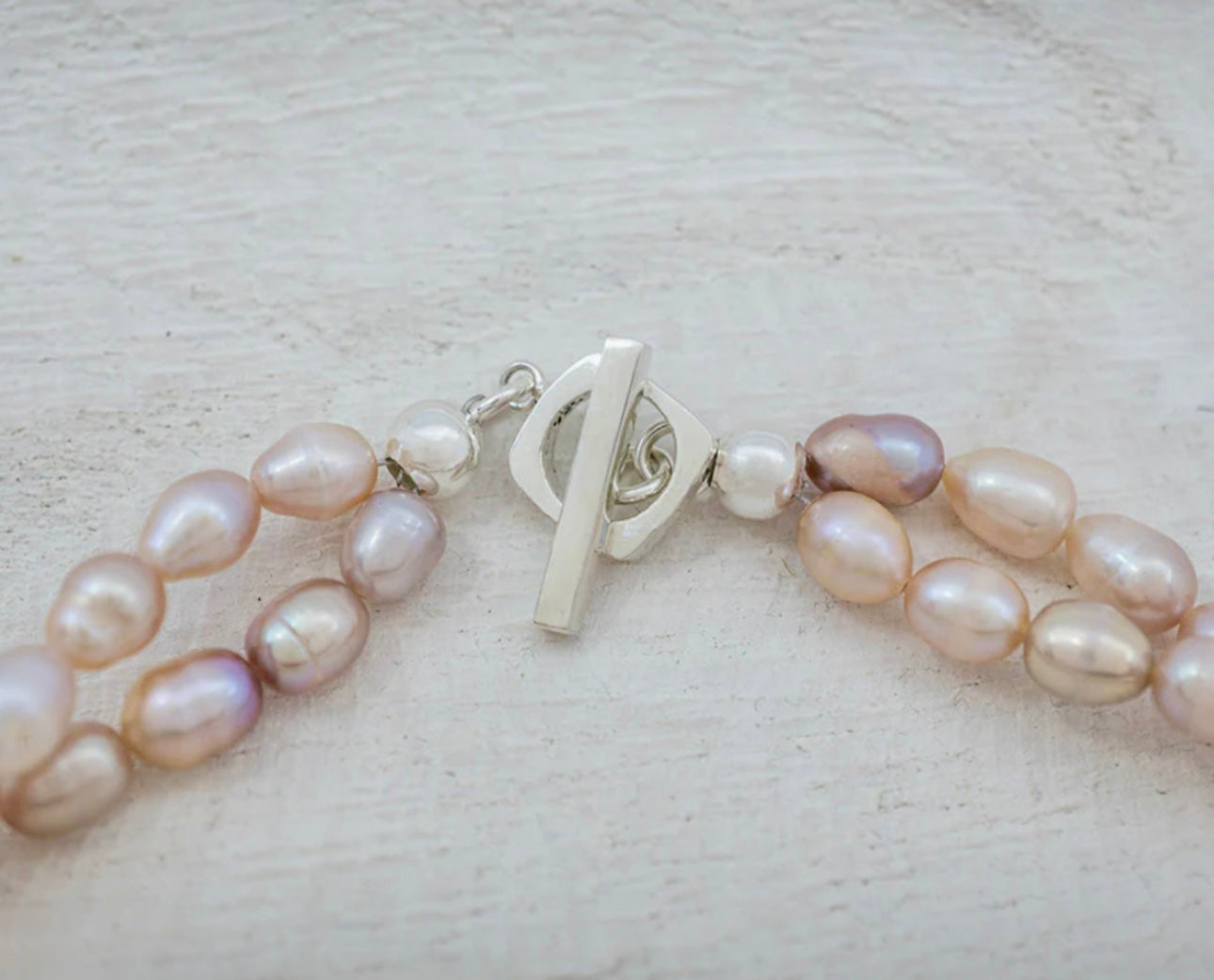 Double Strand Rose Pink Pearl Necklace