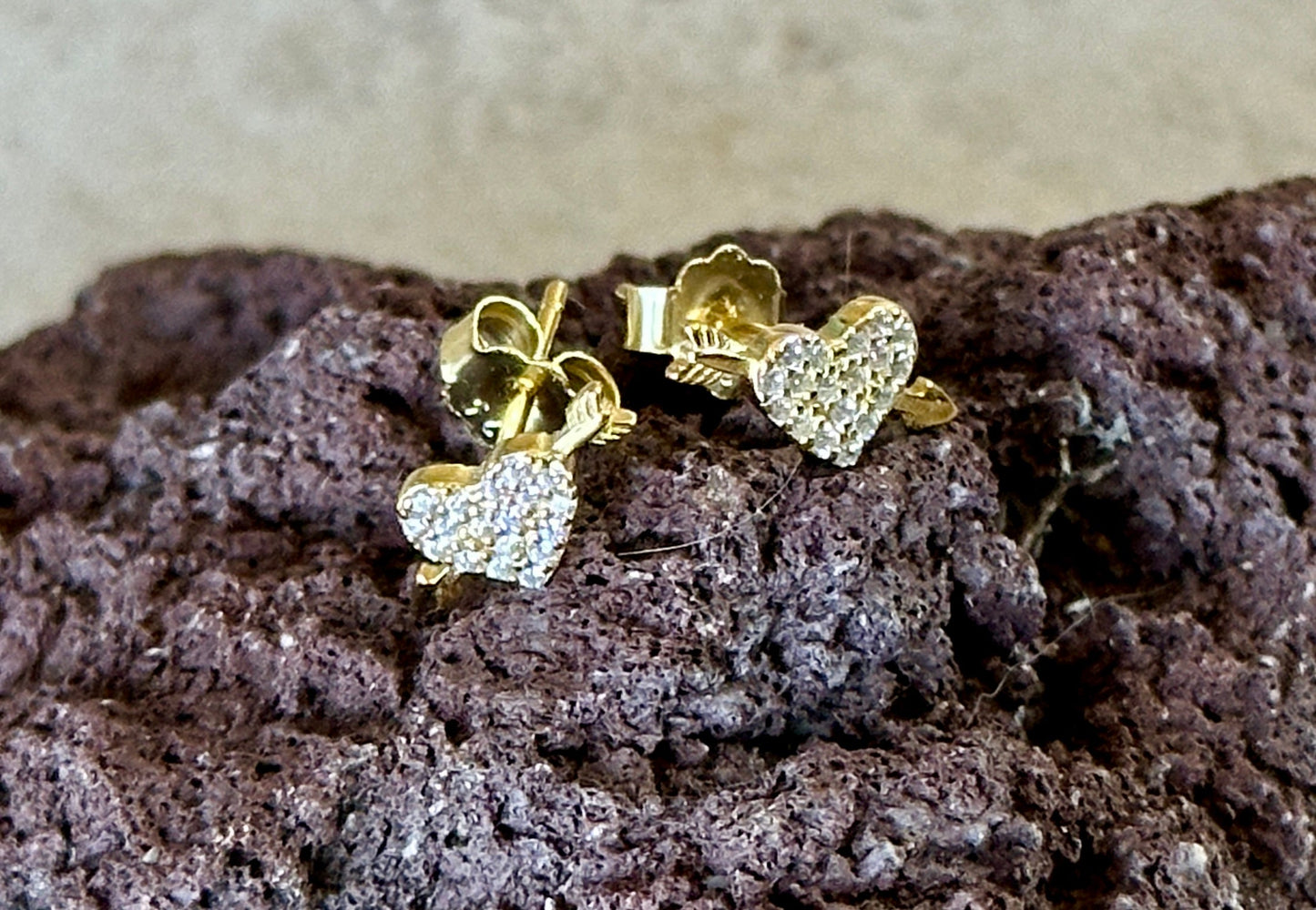 Cupid’s 14k Gold Heart Sterling Silver Earrings