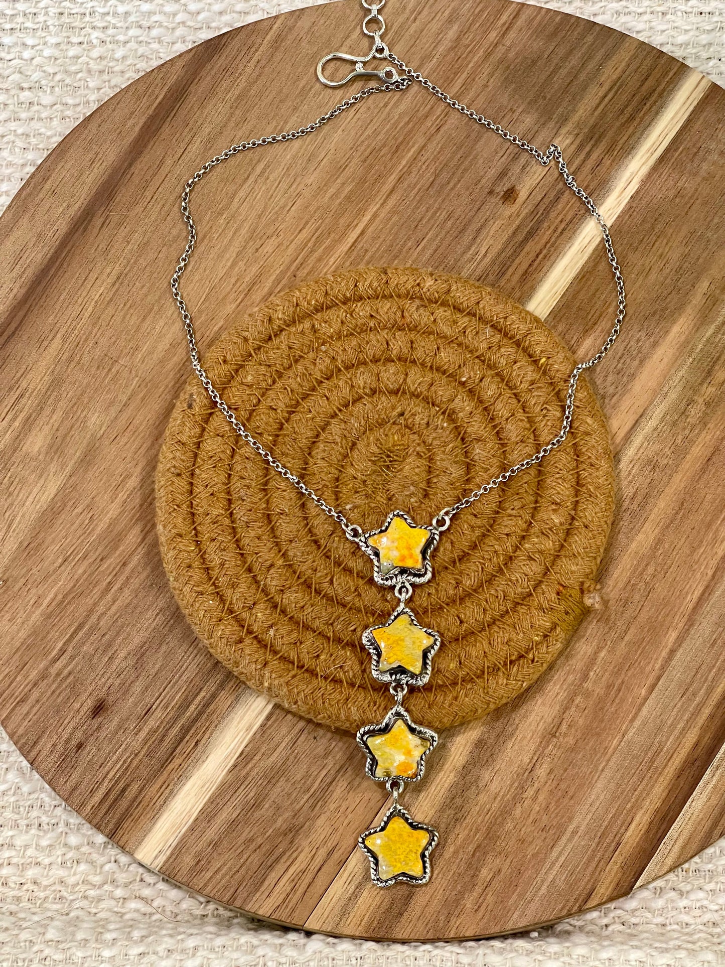 Handcrafted Sterling Silver & Bumble Bee Star Drop Necklace