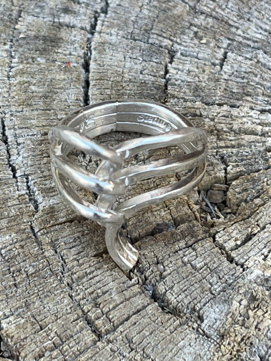 Beautiful Navajo Sterling Silver Swirls Wave Ring