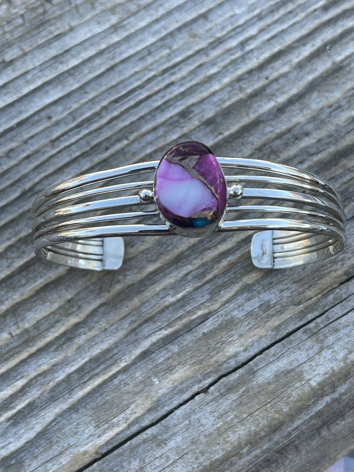 Handcrafted Pink Dream Mojave Sterling Silver Custom Cuff