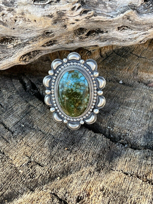 Sterling Silver Turquoise Statement Ring Size 6.5