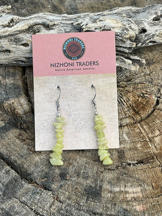 Handcrafted Sterling Silver Yellow Quartz Chip Dangle Earrings