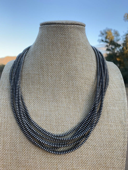 Handcrafted Sterling Silver Saucer Pearls 3mm Beaded Necklace 36 Inch
