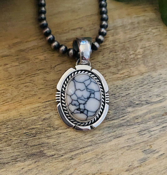 Handcrafted Sterling Silver & White Gibbsite Pendant