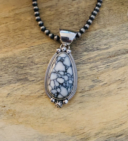 Handcrafted Sterling Silver & White Gibbsite Pendant