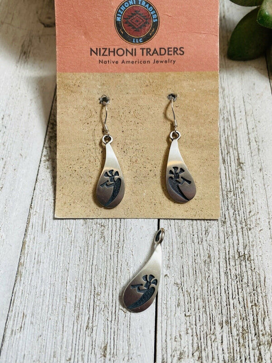 Handcrafted Sterling Silver Kokopelli Earring And Pendant Set