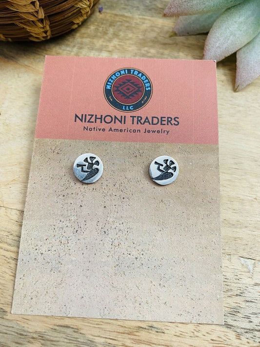 Handcrafted Overlaid Sterling Silver Kokopelli Stud Earrings