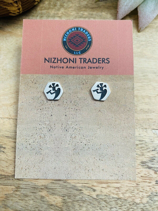 Handcrafted Overlaid Sterling Silver Kokopelli Stud Earrings