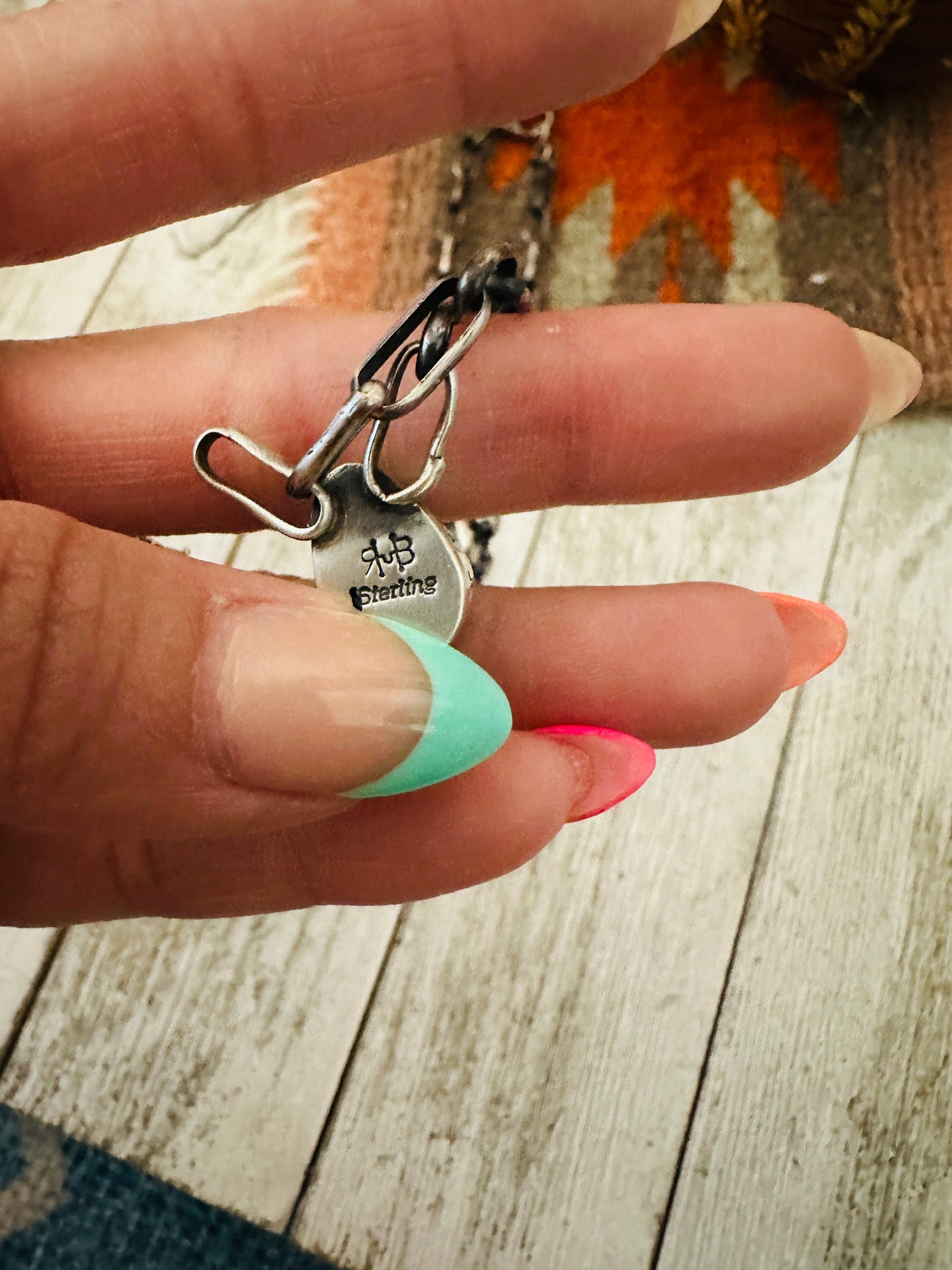 Handcrafted Turquoise & Sterling Silver Paper Clip Chain Necklace