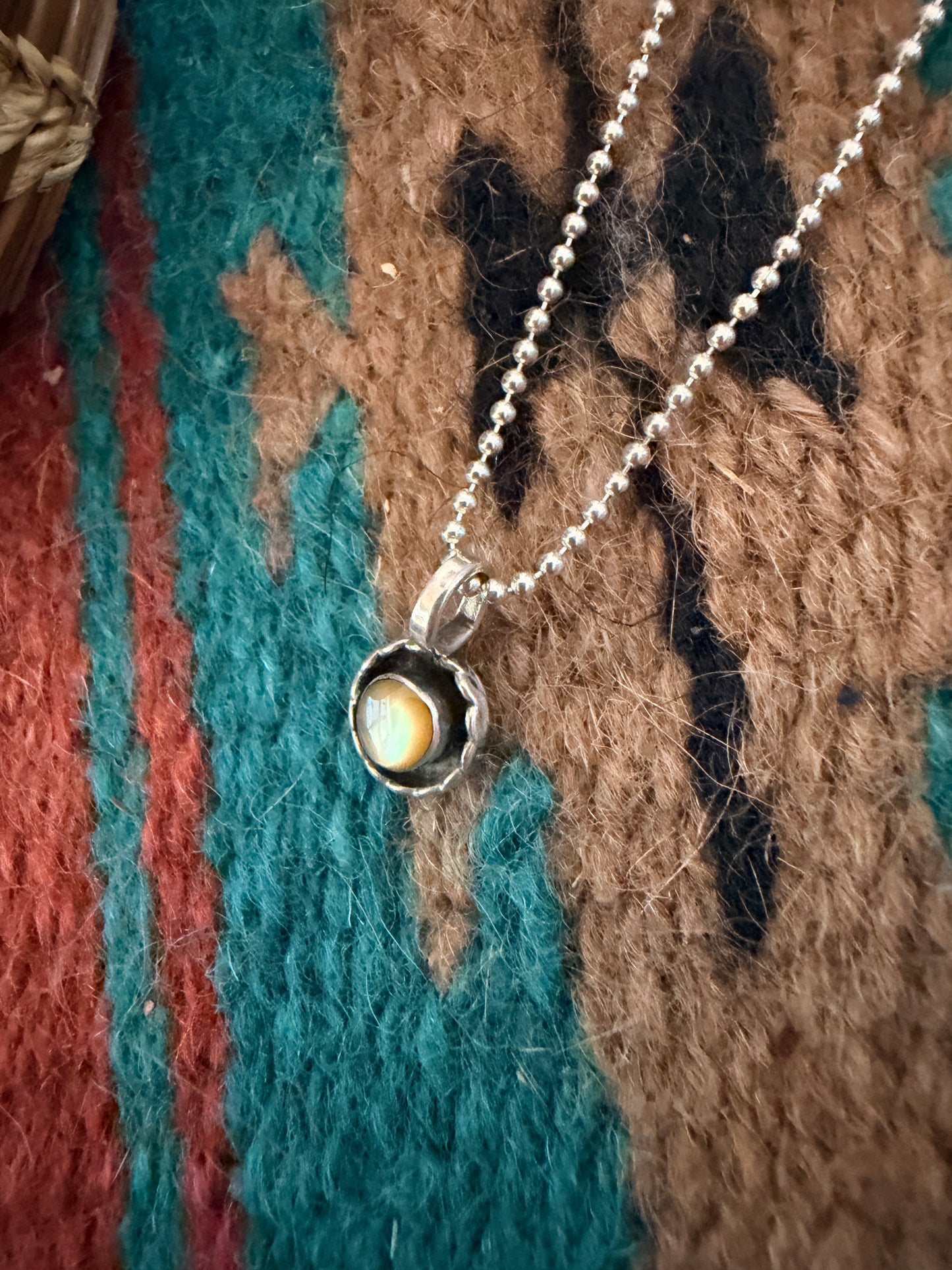 Handcrafted Sterling Silver and Mother of Pearl Mini Pendant