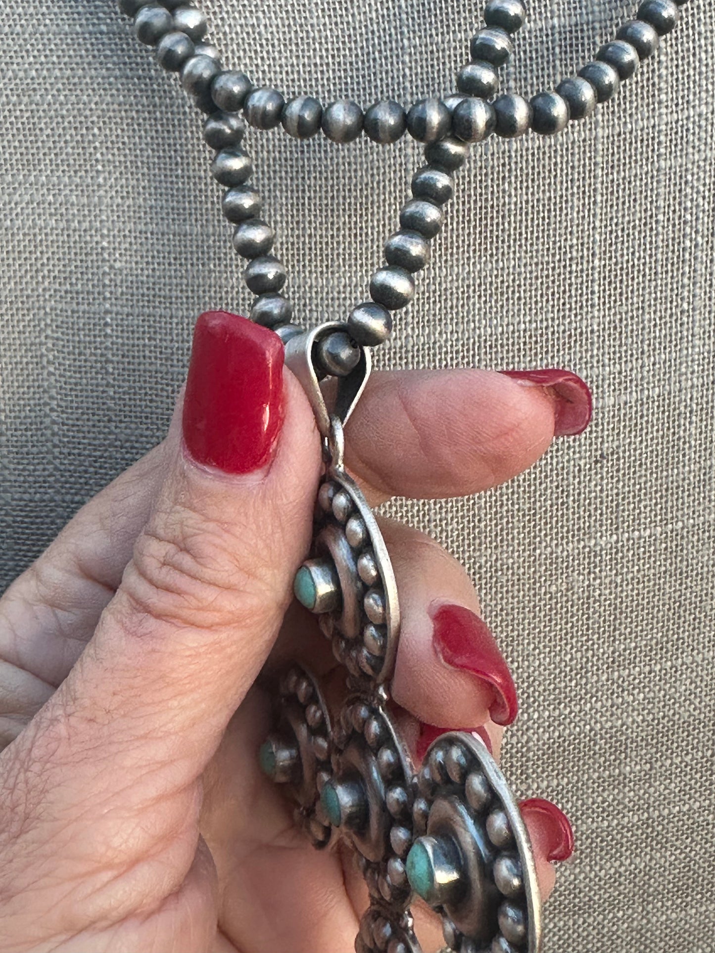 Handmade Natural Turquoise & Sterling Silver Ball Cross Pendants