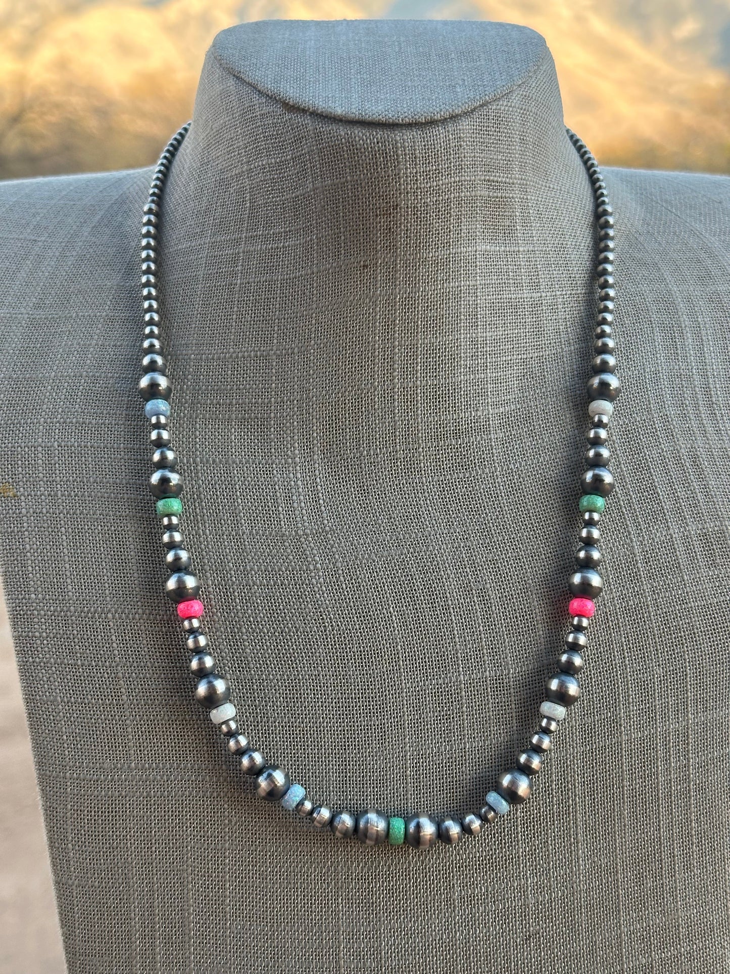 Handcrafted Pearl Sterling Silver Sherbet Opal Necklaces