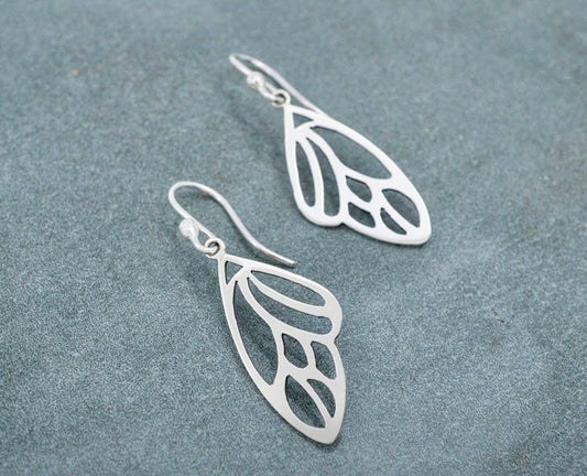 Small Butterfly Wing Sterling Silver Earrings
