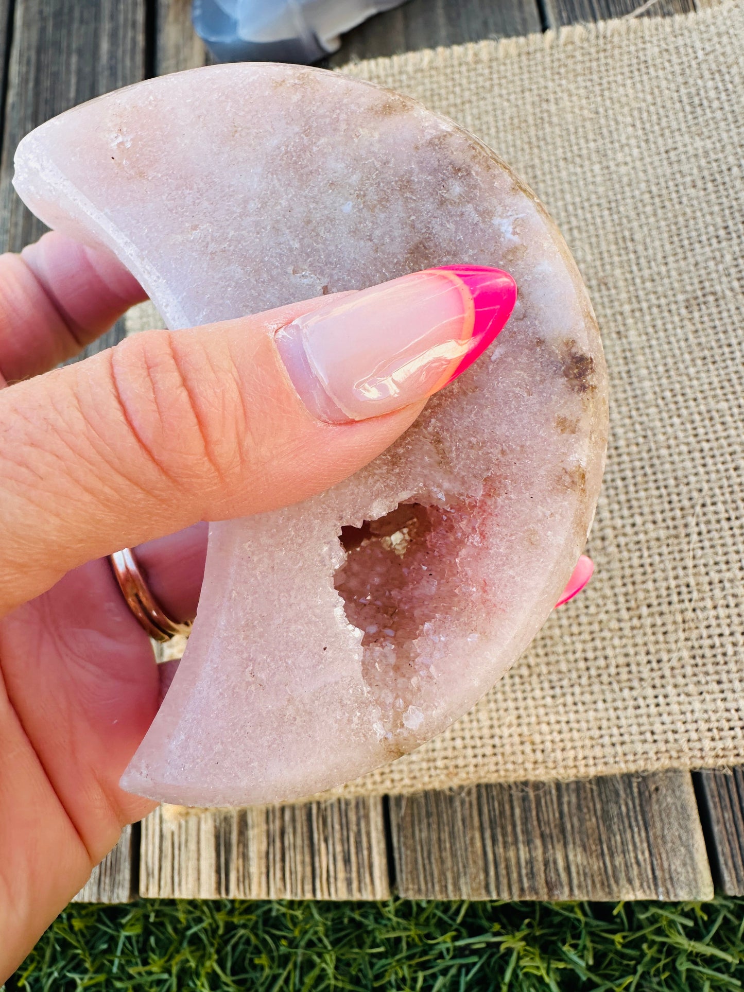 Nizhoni Crystals ✨  Pink Amethyst Crescent Moon
