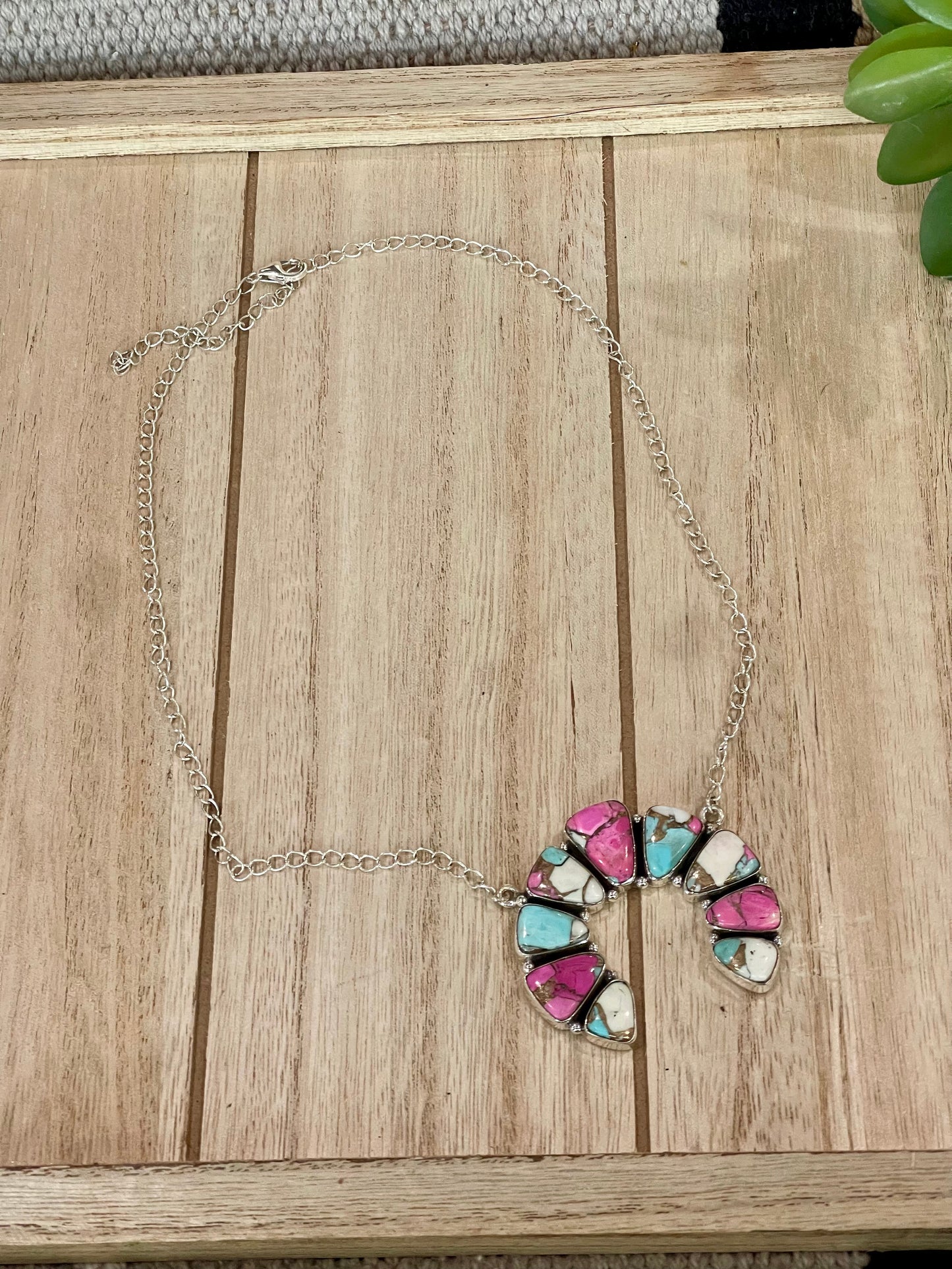 Handmade Cotton Candy Sterling Silver Naja Necklace
