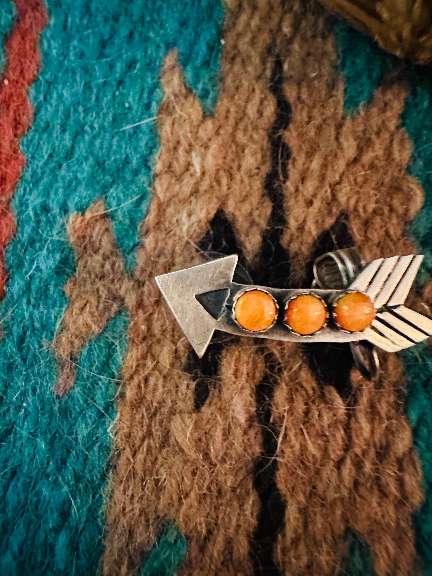 Handcrafted Orange Spiny & Sterling Silver Arrow Ear Cuff