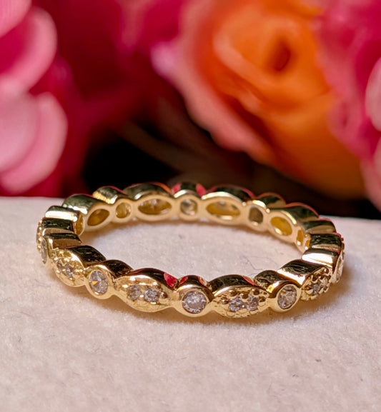14k Gold CZ Bezel Band Ring