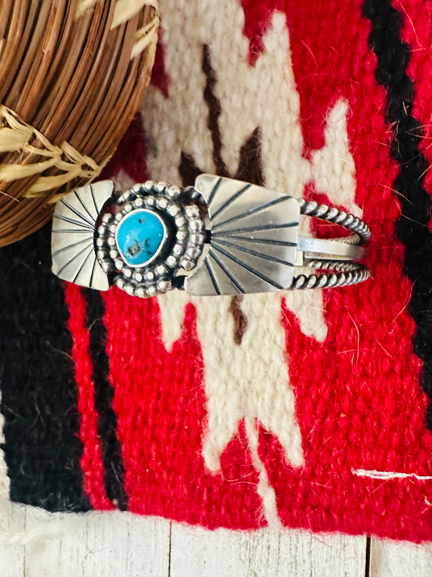 Handcrafted Kingman Turquoise & Sterling Silver Cuff Bracelet