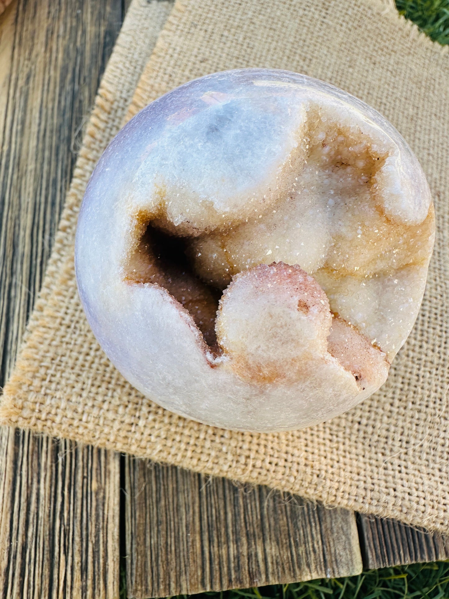 Nizhoni Crystals ✨  Pink Amethyst Geode Sphere
