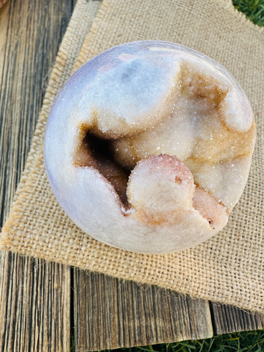 ✨ Nizhoni Crystals ✨  Pink Amethyst Geode Sphere