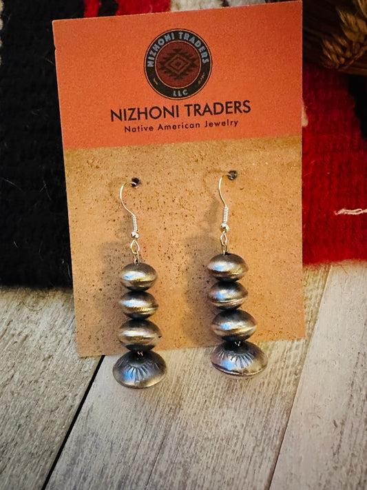 Handcrafted Sterling Silver Pearl Beaded Drop Earrings