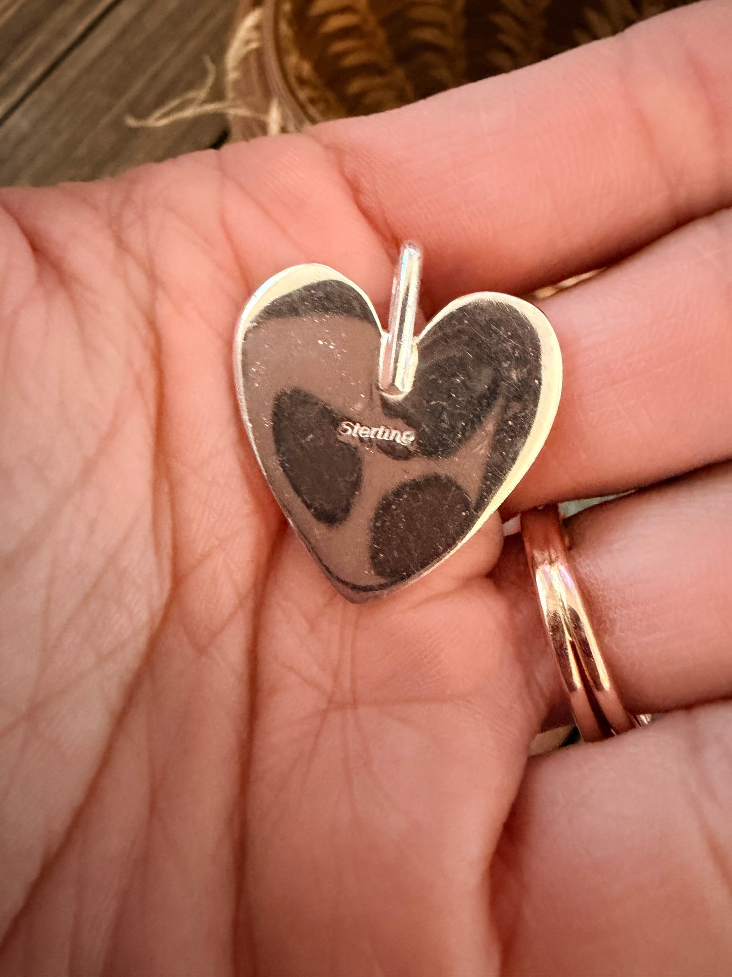 Handcrafted Sterling Silver & White Buffalo Heart Pendant by Joseph Martinez