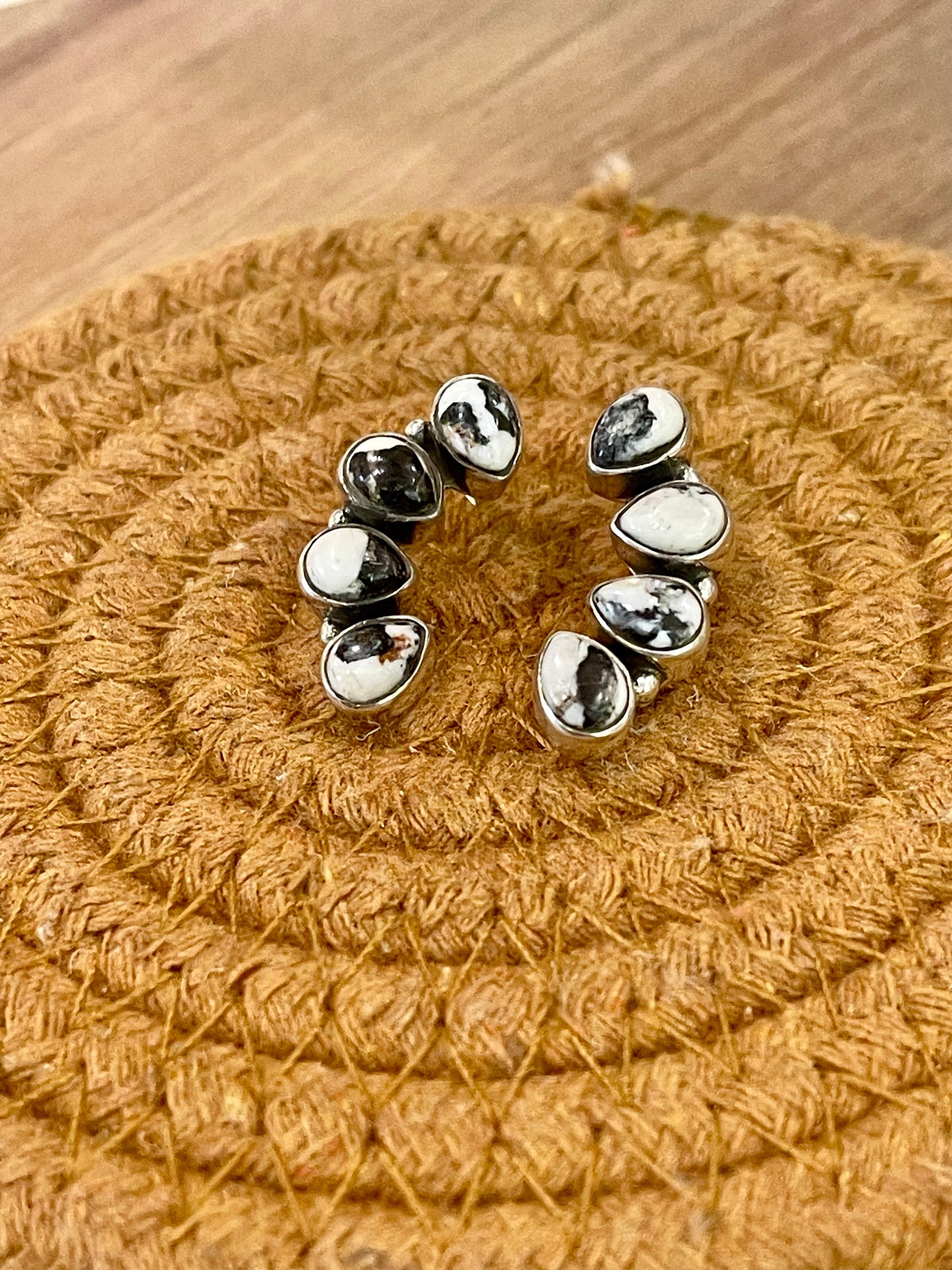 Beautiful Handmade Sterling Silver & White Buffalo Post Earrings