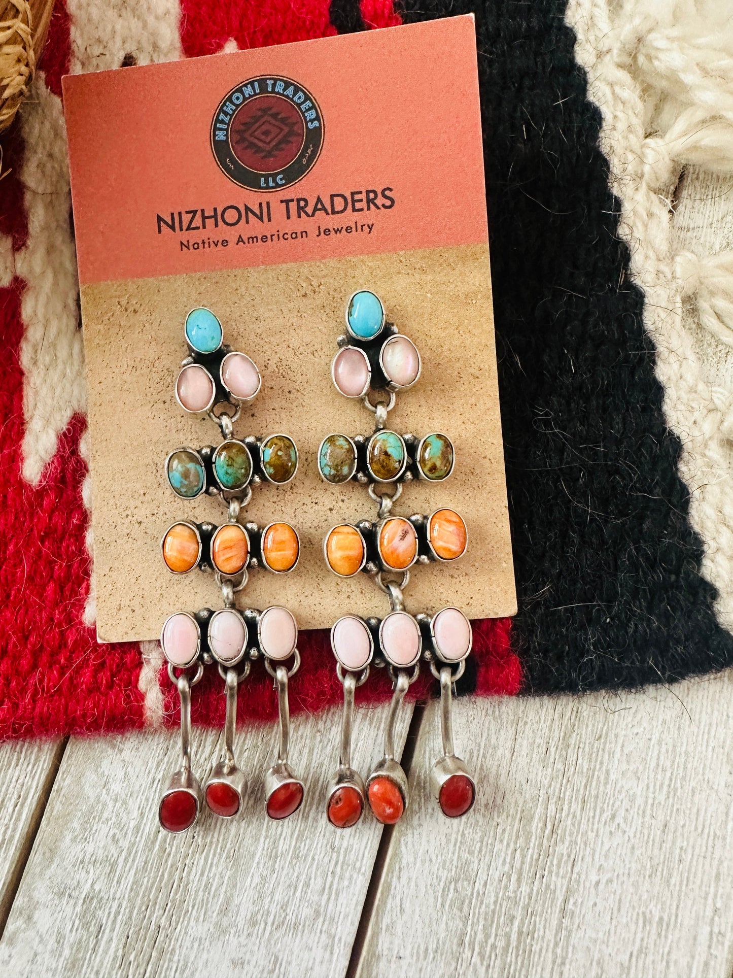 Handcrafted Multi Stone & Sterling Silver Chandelier Dangle Earrings by Marcella James
