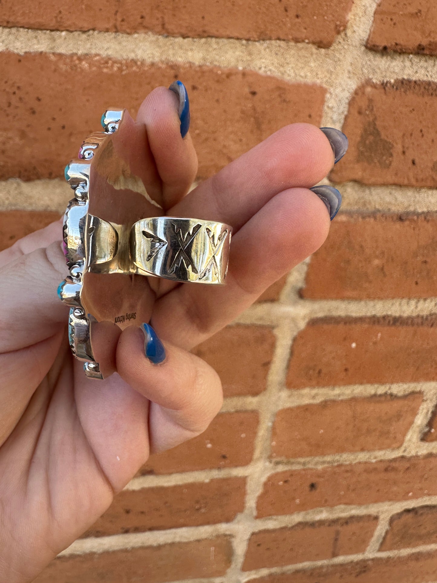 Handmade Cotton Candy Sterling Adjustable Cluster Ring