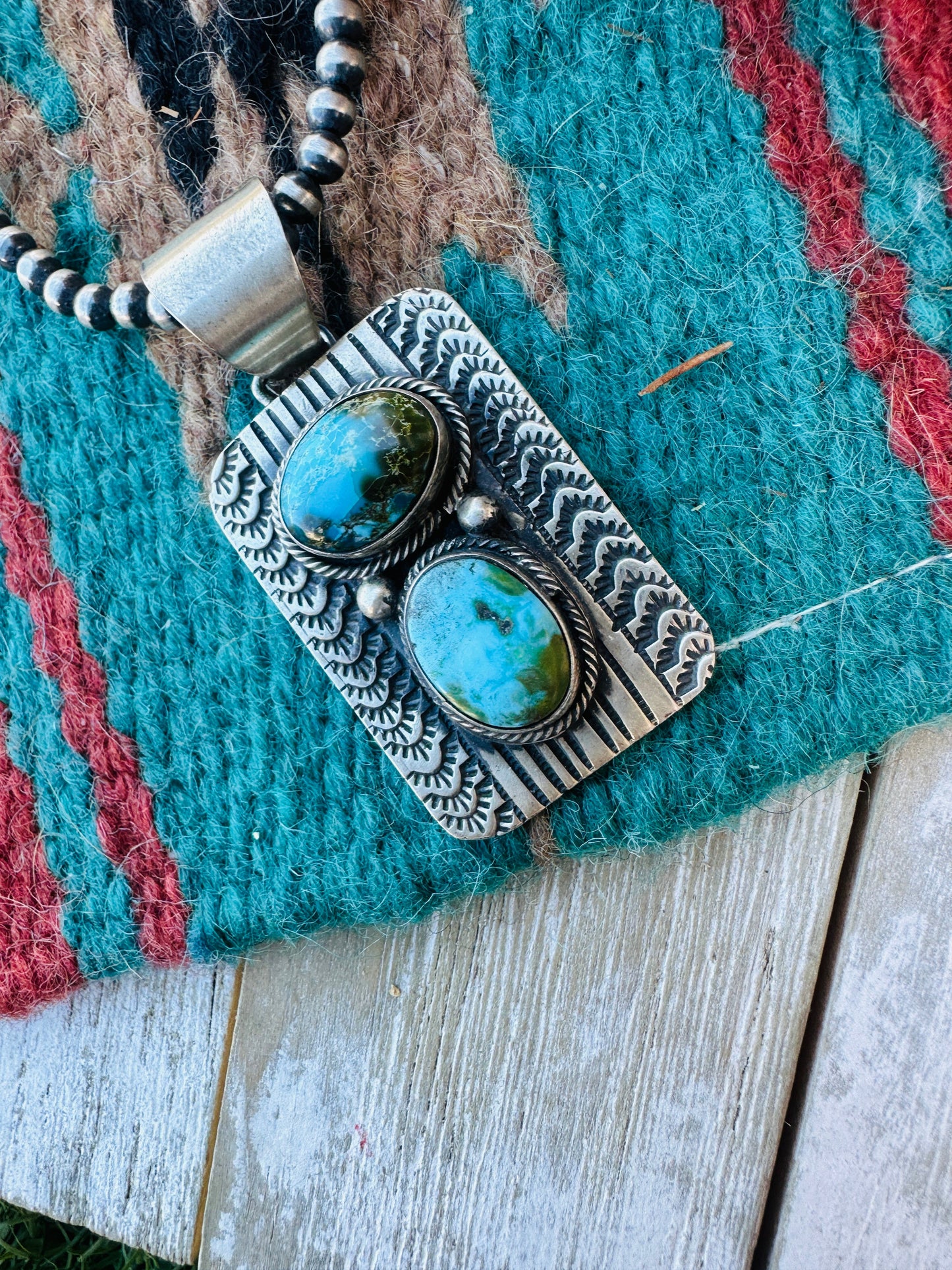 Handcrafted Sterling Silver and Turquoise Pendant by Bobby Johnson