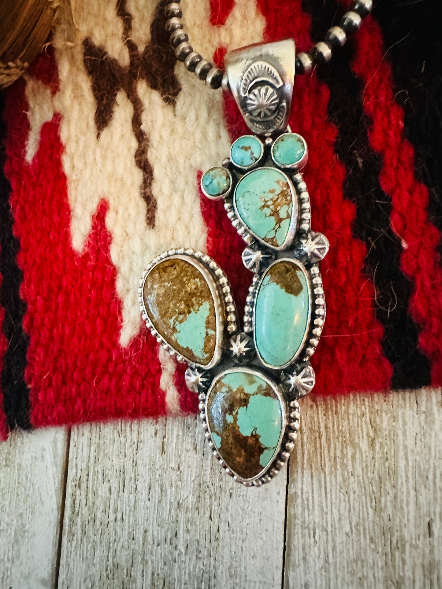 Handcrafted Sterling Silver & Turquoise Cactus Pendant