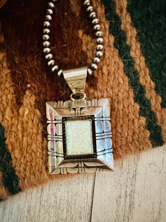 Handcrafted Sterling Silver & White Opal Pendant