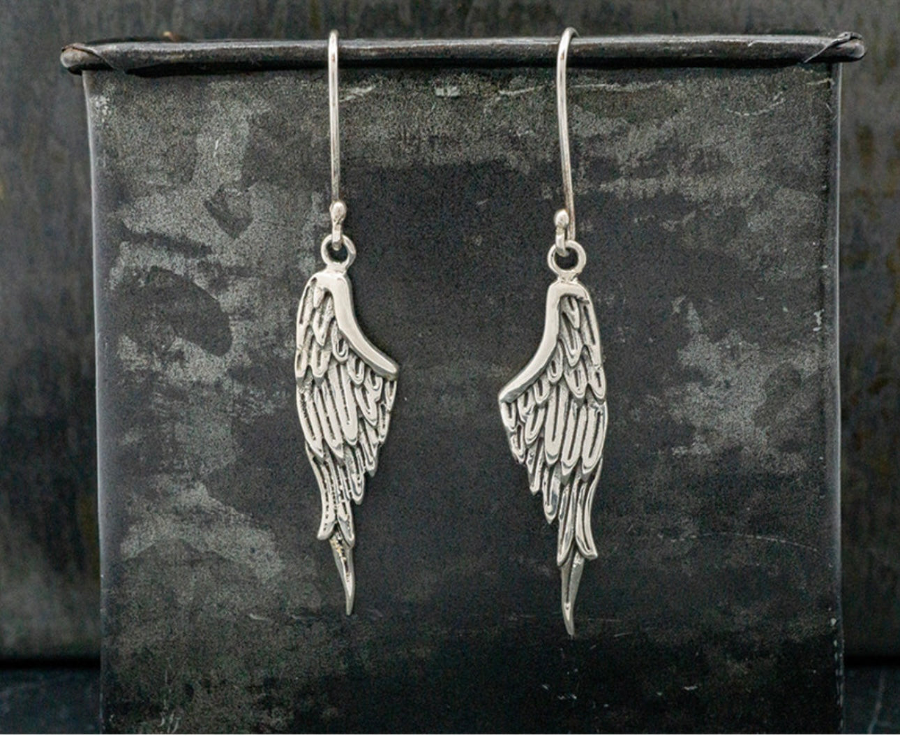 Angel Wing Sterling Silver Earrings on Hook