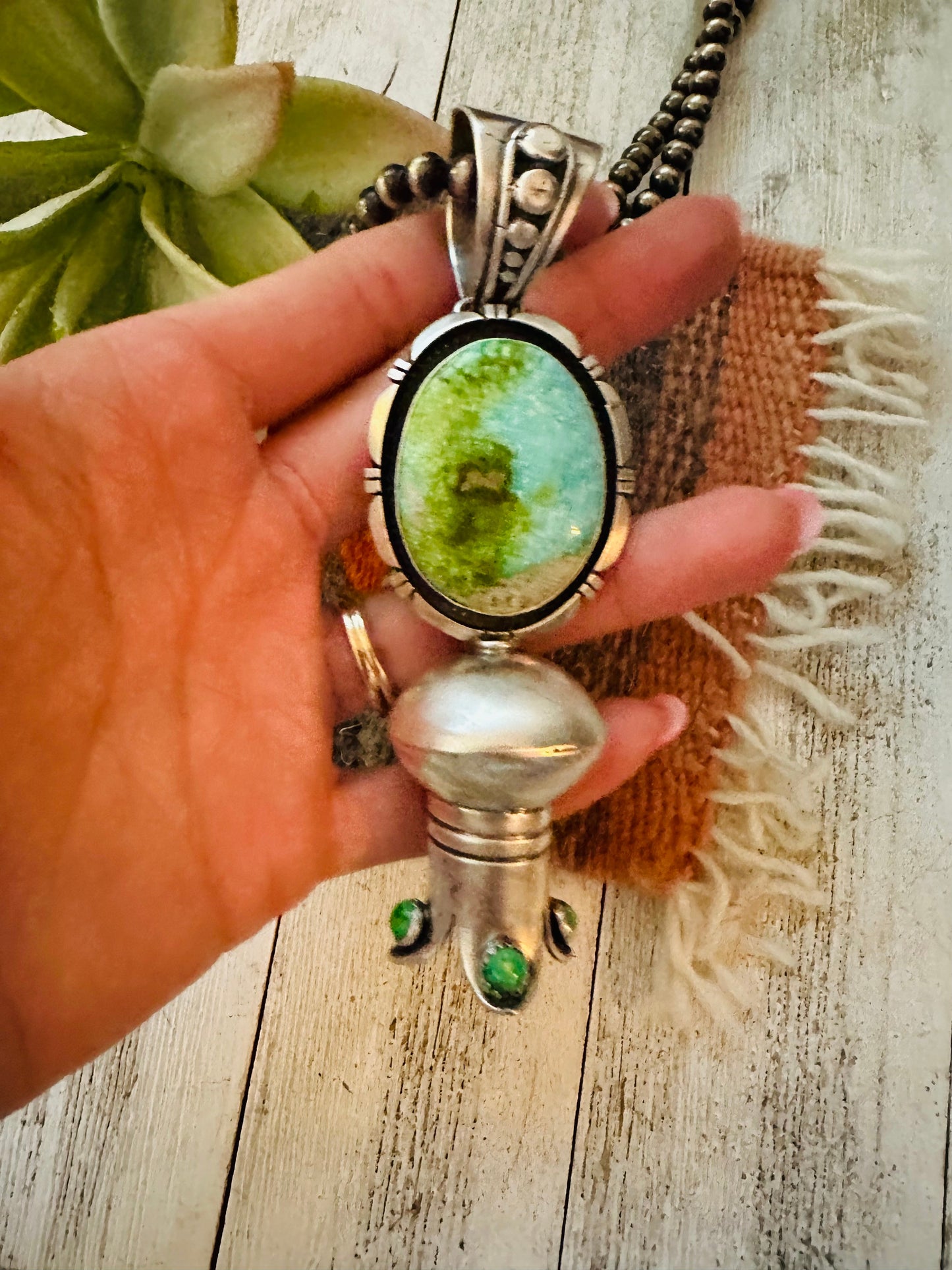 Handcrafted Sterling Silver & Turquoise Blossom Pendant by Thomas Francisco