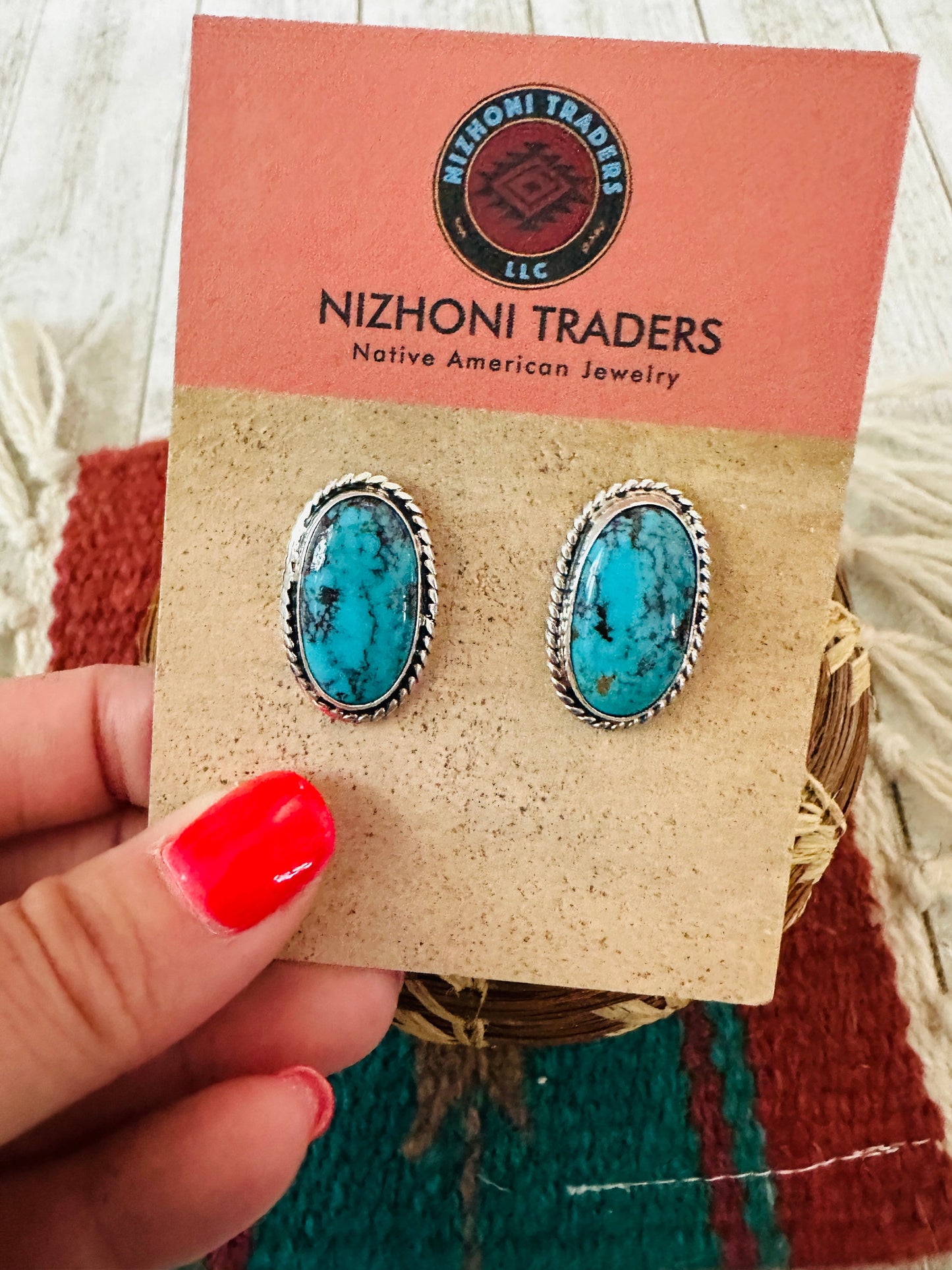 Handcrafted Turquoise & Sterling Silver Post Earrings